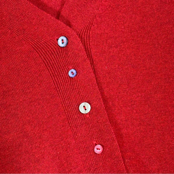 Orvis Merino Wool & Cashmere Blend V-Neck Cardigan Sweater - Crimson Red - Picture 8 of 8